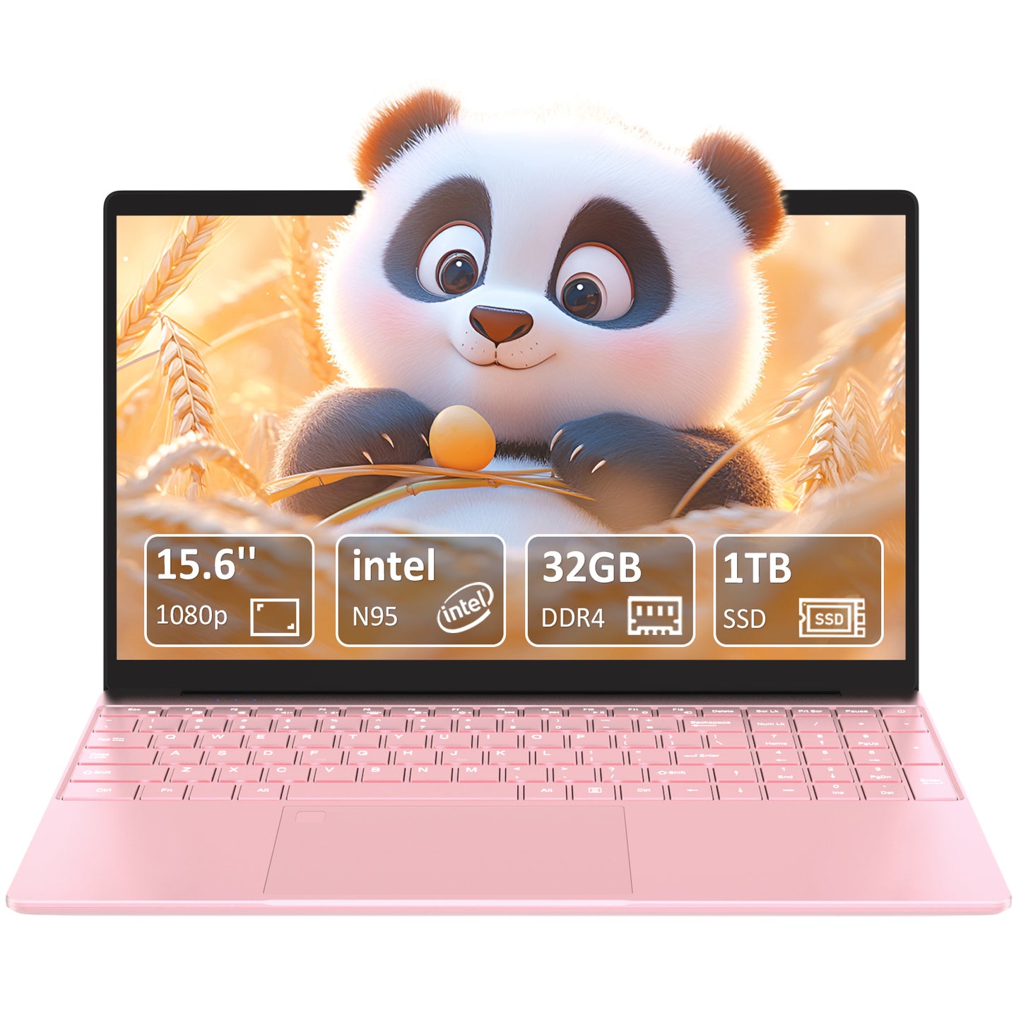 Pryloxen T152A 15.6" Laptop - Intel Alder N95 CPU, 32GB+1TB,Pink