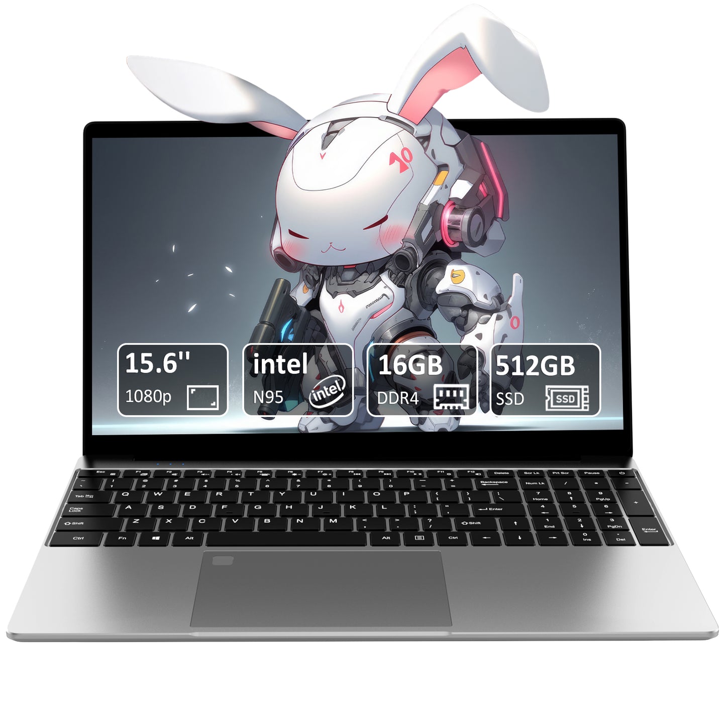 Pryloxen T152A 15.6" Laptop - Intel Alder N95 CPU, 16GB+512GB,Silver