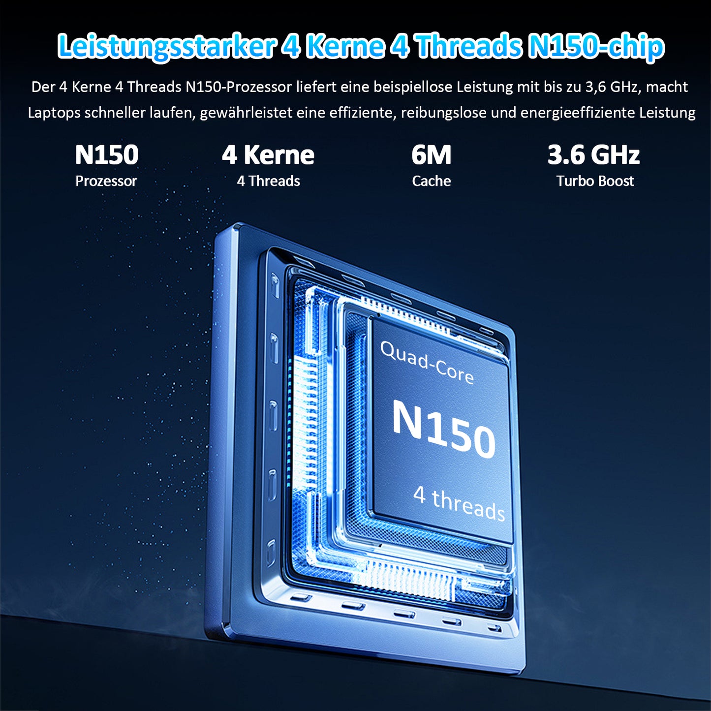 pryloxen Laptop 15.6 zoll, 32GB DDR4 1TB NVMe SSD, Quad-Core N150 (bis zu 3,60 GHz), with Fingerprint Unlock Notebook, Cooling Fan, Webcam, Dual Speakers, Mini HDMI, Student/Business Laptop