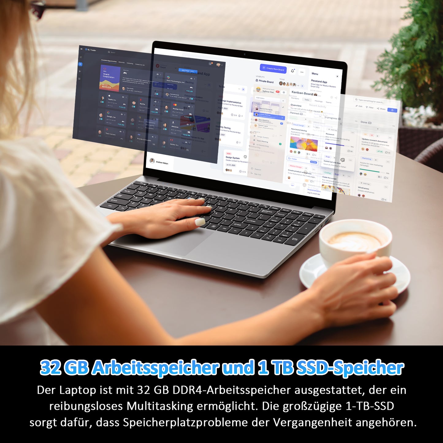 pryloxen Laptop 15.6 zoll, 32GB DDR4 1TB NVMe SSD, Quad-Core N150 (bis zu 3,60 GHz), with Fingerprint Unlock Notebook, Cooling Fan, Webcam, Dual Speakers, Mini HDMI, Student/Business Laptop
