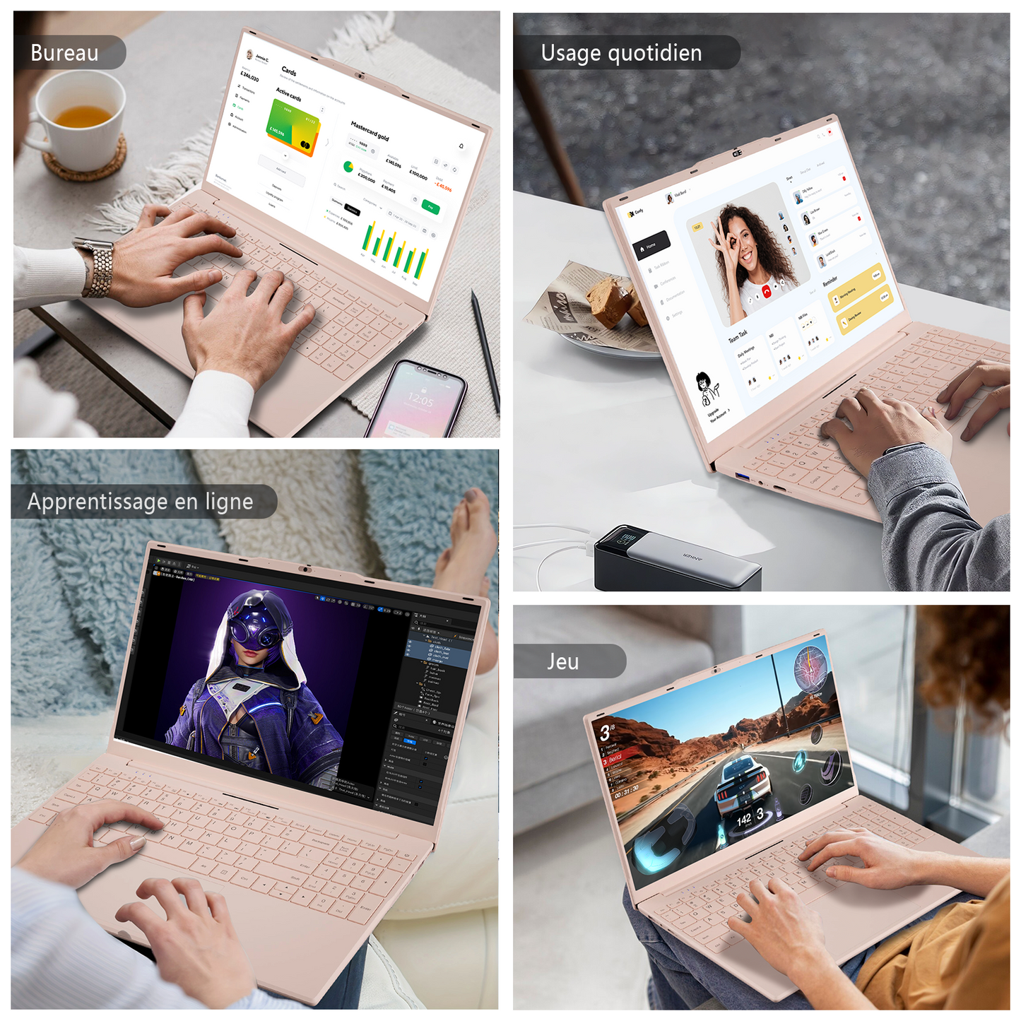 Ordinateur Portable Ultra-Fin 15,6",Processeur N5100 (2,8 GHz), 16 Go de RAM, 512 Go SSD, 1920x1080 FHD, 6000 mAh, WiFi Double Bande, Bluetooth 4.2, Webcam, 1,6 kg Léger