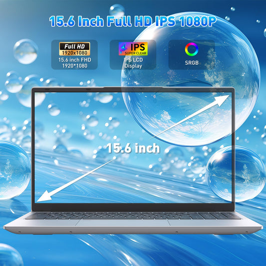 Pryloxen 15.6″ FHD Laptop Computer, 3050E Processor, 16GB RAM 1TB SSD, Dual-Band 5G WiFi Bluetooth 5.0, USB-C Full Port, Backlit Keyboard, Privacy Webcam, Win11 Pro, Silver Laptop for Study & Business