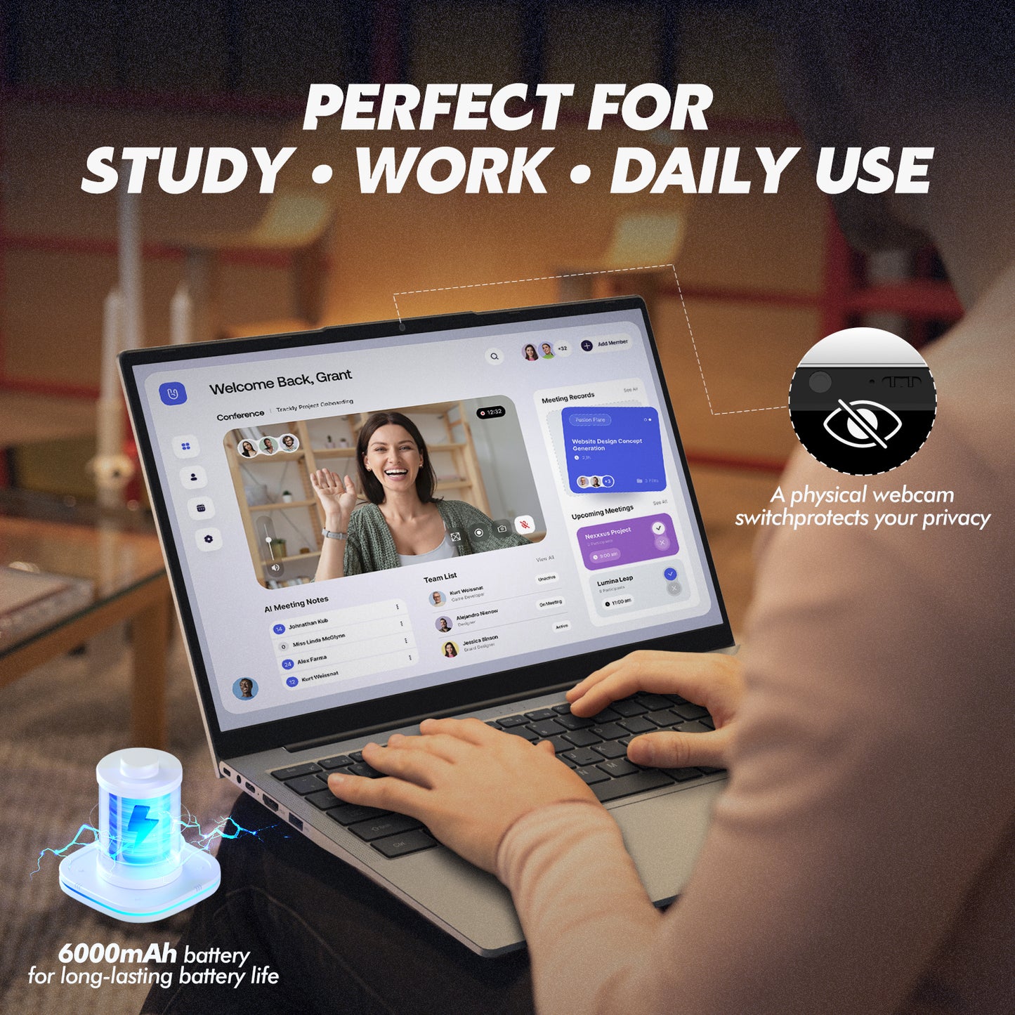 pryloxen 15.6" FHD Laptop Computer, 3050E Processor, 16GB RAM 1TB SSD, WiFi 5 Bluetooth 5.0, USB 3.0/2.0 & Type-C Ports, HDMI, Full-Size Backlit Keyboard, Fingerprint Unlock, Privacy Camera, Win11 Pro, Silver Laptops Notebook for Home Office Study