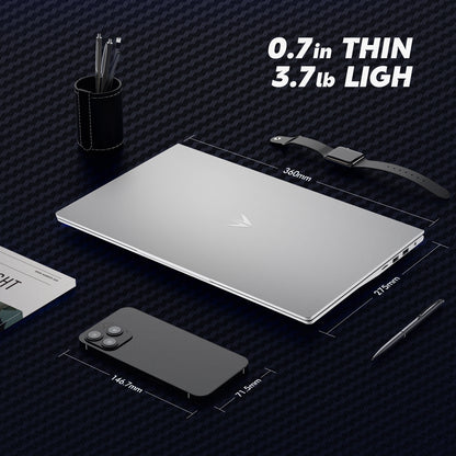 pryloxen 15.6" FHD Laptop Computer, 3050E Processor, 16GB RAM 1TB SSD, WiFi 5 Bluetooth 5.0, USB 3.0/2.0 & Type-C Ports, HDMI, Full-Size Backlit Keyboard, Fingerprint Unlock, Privacy Camera, Win11 Pro, Silver Laptops Notebook for Home Office Study