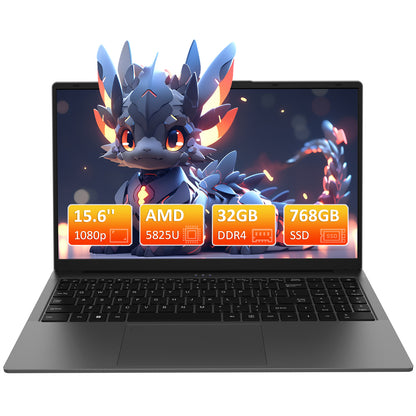 Pryloxen T1568 15.6" Laptop - AMD Ryzen™ 7 5825U, 32GB+768GB,Grey