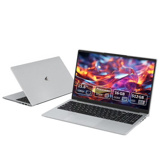 Ordenador portátil |Portátiles 15,6" Full HD | PC Ultra Delgado | Procesador 3050e Dual Core | 16 GB RAM | SSD 512 GB Ultra Rápido | Teclado Retroiluminado | Ideal para Oficina/Estudios | Plata