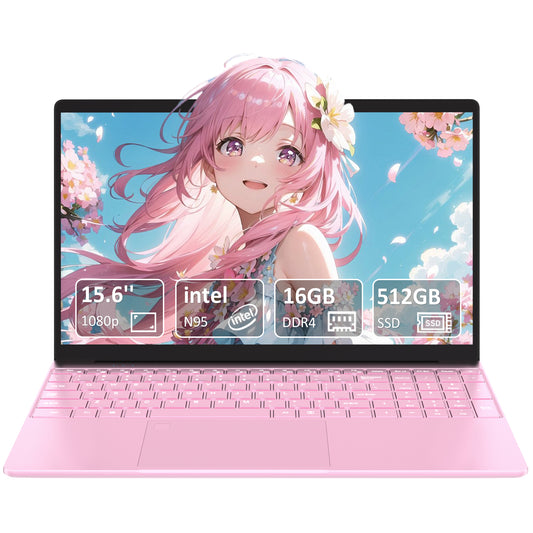 Pryloxen T152A 15.6" Laptop - Intel Alder N95 CPU, 16GB+512GB,Pink