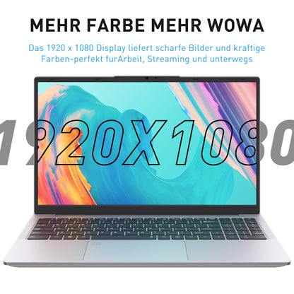 pryloxen Laptop 15.6 Zoll, 32GB DDR4 1TB NVMe SSD, Dual-Core 3050E (bis zu 2.80 GHz), with Fingerprint Unlock Notebook, Cooling Fan, Webcam, Dual Speakers, HDMI, Student/Business Laptop