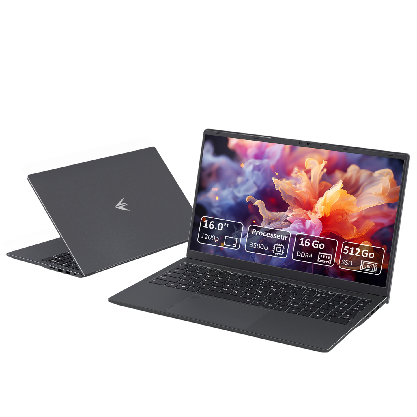 Ordinateur Portable 16 Pouces avec Processeur Ryzen 5 3500U, 16 Go RAM, 512 Go SSD, Écran IPS 1920x1200, WiFi 6, Bluetooth 5.3, 5000mAH 57.75Wh