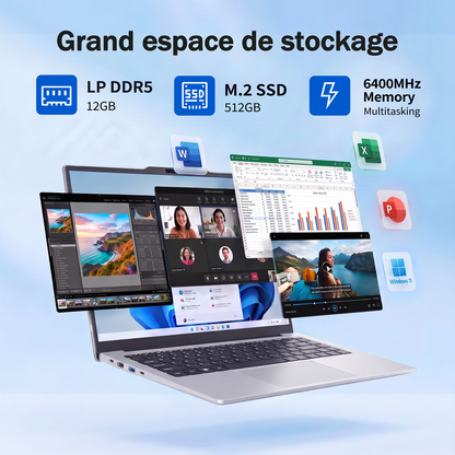 Pryloxen 15.6" Laptop, AMD Ryzen 5 6600U (up to 4.5GHz), 12GB RAM 512GB SSD, Windows 11 Pro, Facial Recognition, Backlit Keyboard, Silver