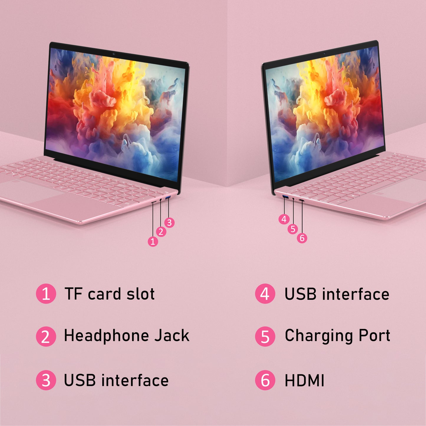 Pryloxen 15.6" Laptop, Win11 Pro, N5100 CPU, 16GB RAM 1TB SSD, Backlit Keyboard, Fingerprint Unlock,Pink