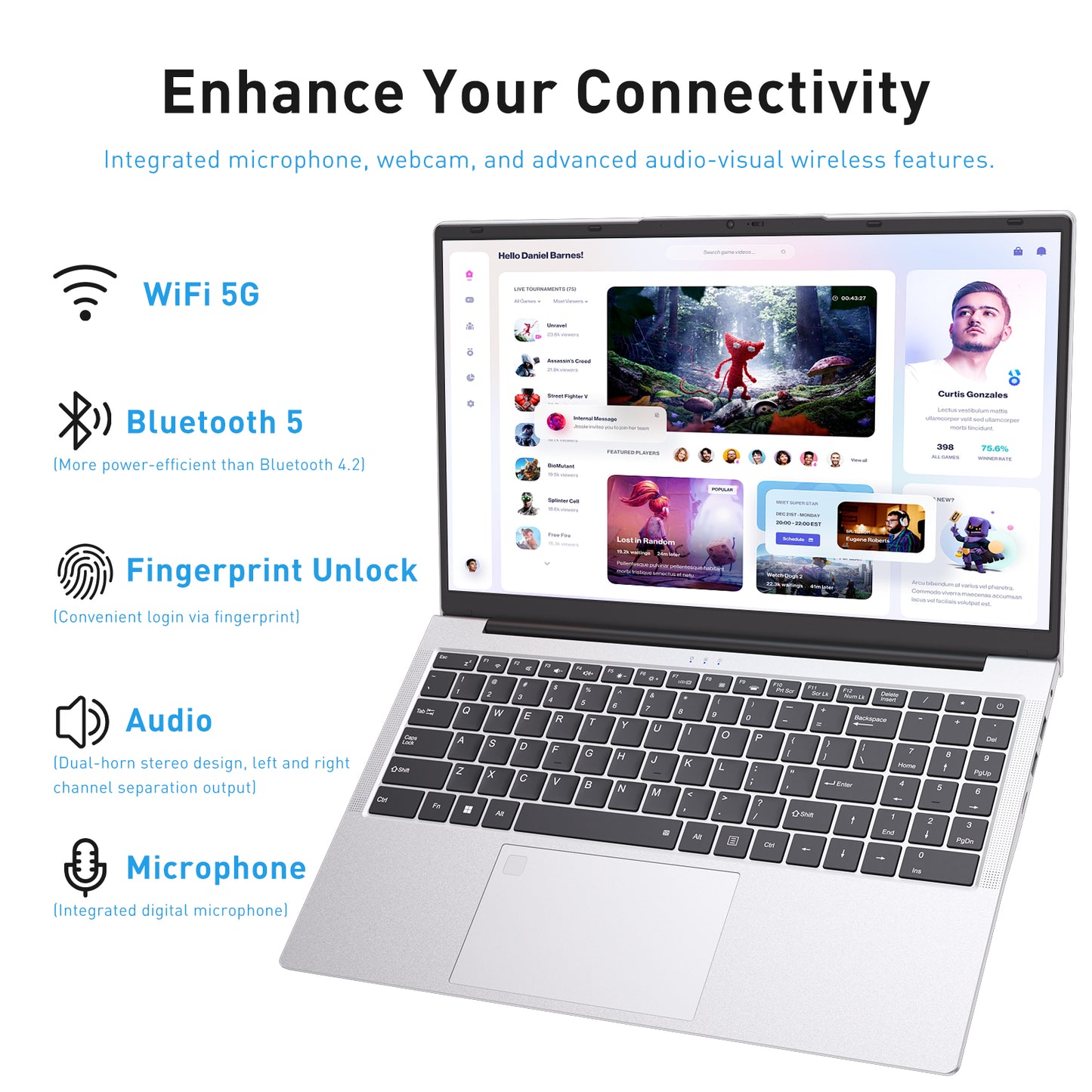 pryloxen 15.6" FHD IPS Laptop, AMD 3050e, 16GB RAM 512GB SSD, Fingerprint| Backlit Keyboard, Full-TYPE-C, HDMI, USB 3.0&2.0,for Work/Study/Daily Use