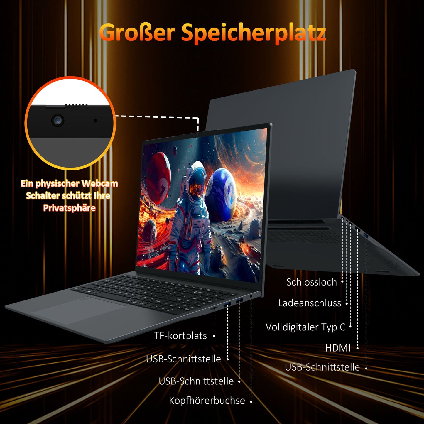 pryloxen 16 Zoll Laptop,Hexa-core 7430U Prozessor(Bis zu 4.3GHz),32 GB DDR4 RAM 1TB SSD,16 Zoll Full HD Display with Kameraverschluss,USB Typ C,USBx3,HDMI,Micro SD Card Slot,Student Notebook