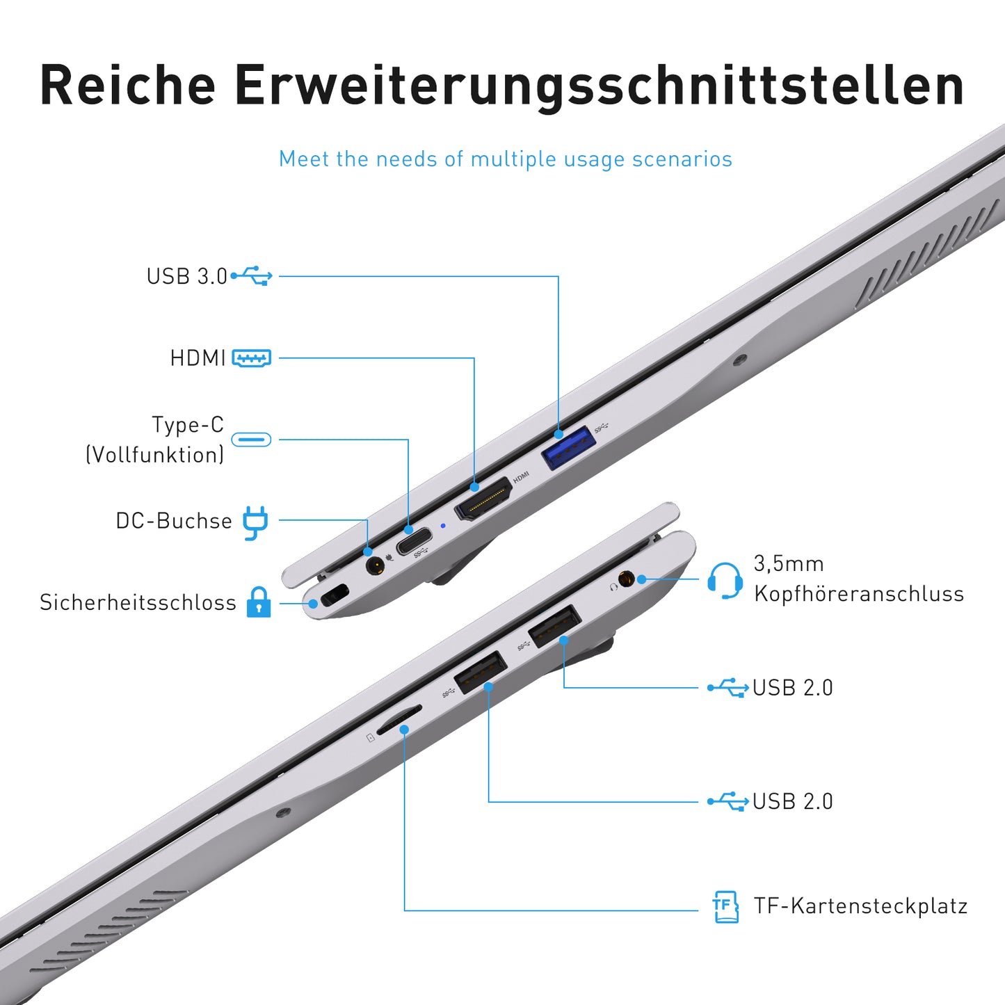 pryloxen Laptop 15.6 Zoll, 16GB DDR4 512GB SSD, Dual-Core 3050E (bis zu 2.80 GHz), Notebook Mit Fingerabdrucksensor, Illuminated Keyboard, Doppellautsprecher, HDMI, Laptop für Schüler und Büro