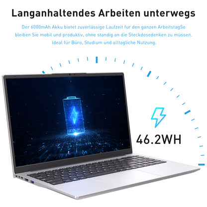 pryloxen Laptop 15.6 Zoll, 16GB DDR4 512GB SSD, Dual-Core 3050E (bis zu 2.80 GHz), Notebook Mit Fingerabdrucksensor, Illuminated Keyboard, Doppellautsprecher, HDMI, Laptop für Schüler und Büro