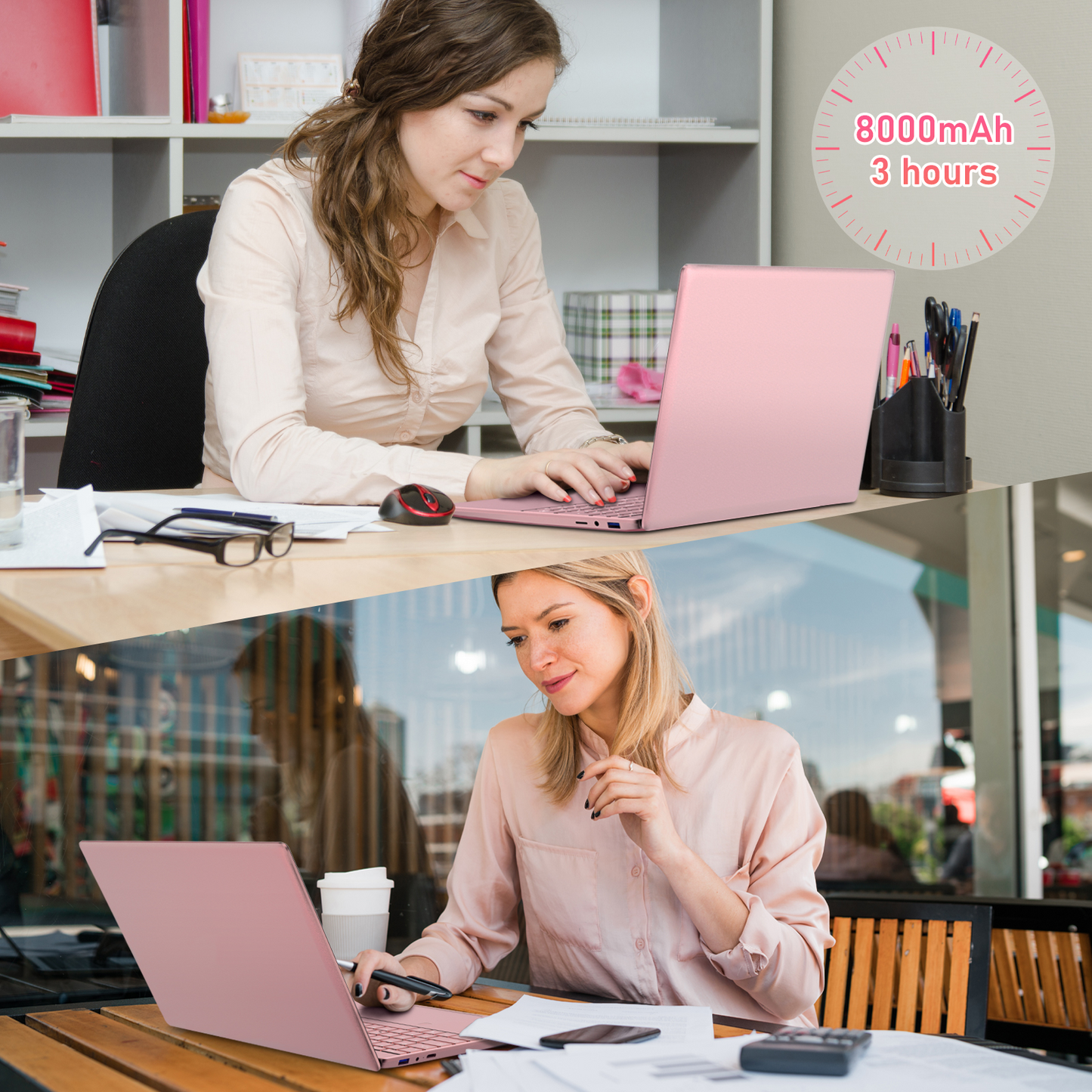 Pryloxen 15.6" Laptop, Win11 Pro, N5100 CPU, 16GB RAM 1TB SSD, Backlit Keyboard, Fingerprint Unlock,Pink