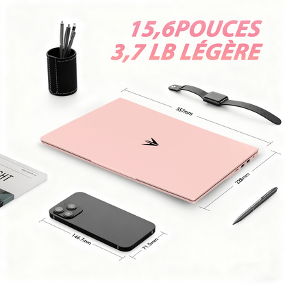 Pryloxen Ordinateur Portable 15,6" Full HD | PC Ultra-Fin | Processeur 3050e Dual Core | 16 Go RAM | SSD 512 Go Ultra-Rapide | Clavier Rétroéclairé | Idéal Bureautique/Études