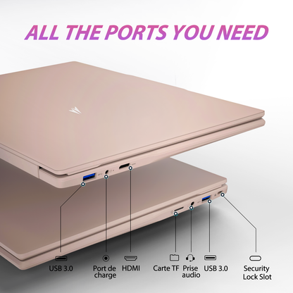 Ordinateur Portable Ultra-Fin 15,6",Processeur N5100 (2,8 GHz), 16 Go de RAM, 512 Go SSD, 1920x1080 FHD, 6000 mAh, WiFi Double Bande, Bluetooth 4.2, Webcam, 1,6 kg Léger