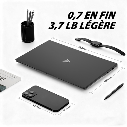 Ordinateur Portable 16 Pouces avec Processeur Ryzen 5 3500U, 16 Go RAM, 512 Go SSD, Écran IPS 1920x1200, WiFi 6, Bluetooth 5.3, 5000mAH 57.75Wh