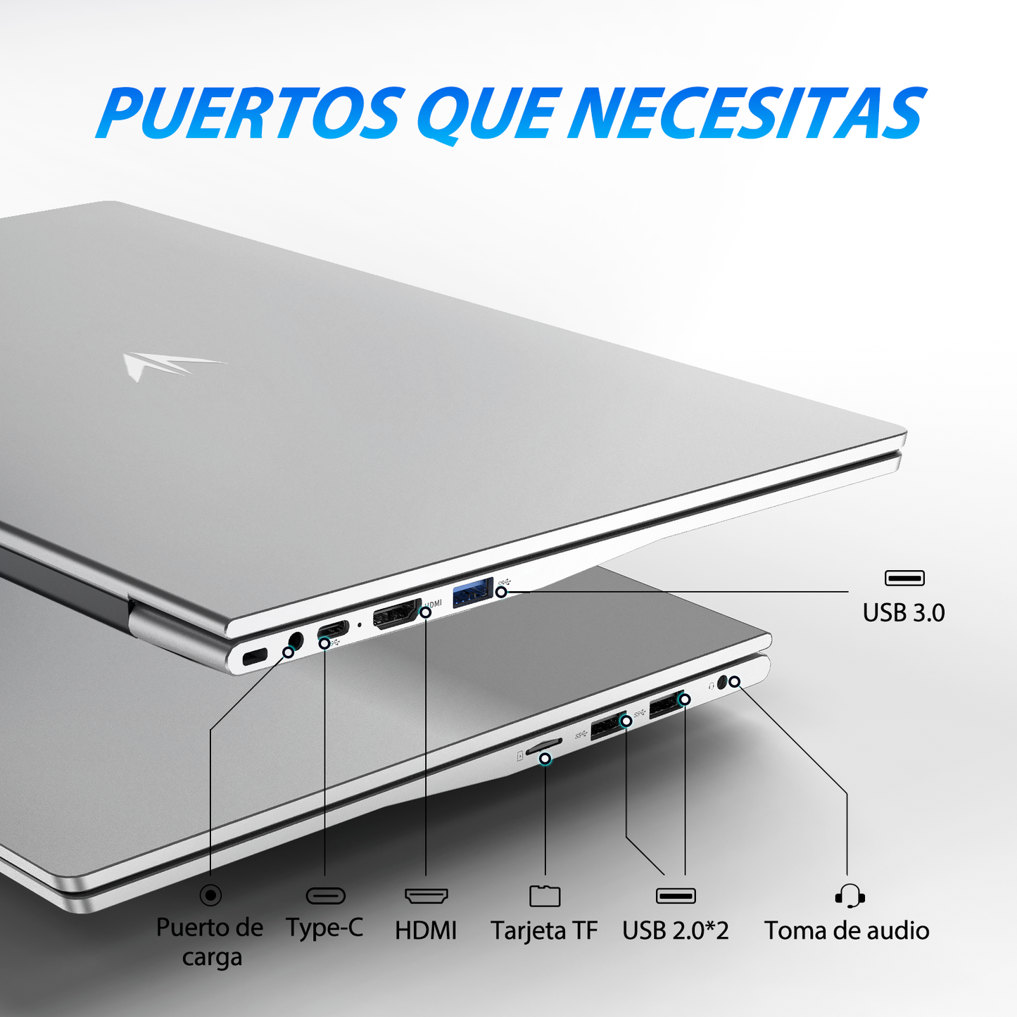 Ordenador portátil |Portátiles 15,6" Full HD | PC Ultra Delgado | Procesador 3050e Dual Core | 16 GB RAM | SSD 512 GB Ultra Rápido | Teclado Retroiluminado | Ideal para Oficina/Estudios | Plata