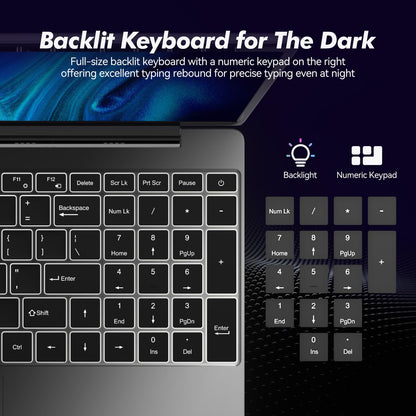 pryloxen 15.6" Laptop, 16GB RAM, 1TB NVMe SSD, 4C4T N95 (1.7- 3.4GHz), Fingerprint Login, FHD Display, Backlit Keyboard, Big battery, Win 11 Pro, T152A – for Students, Business and Home Users, Silver