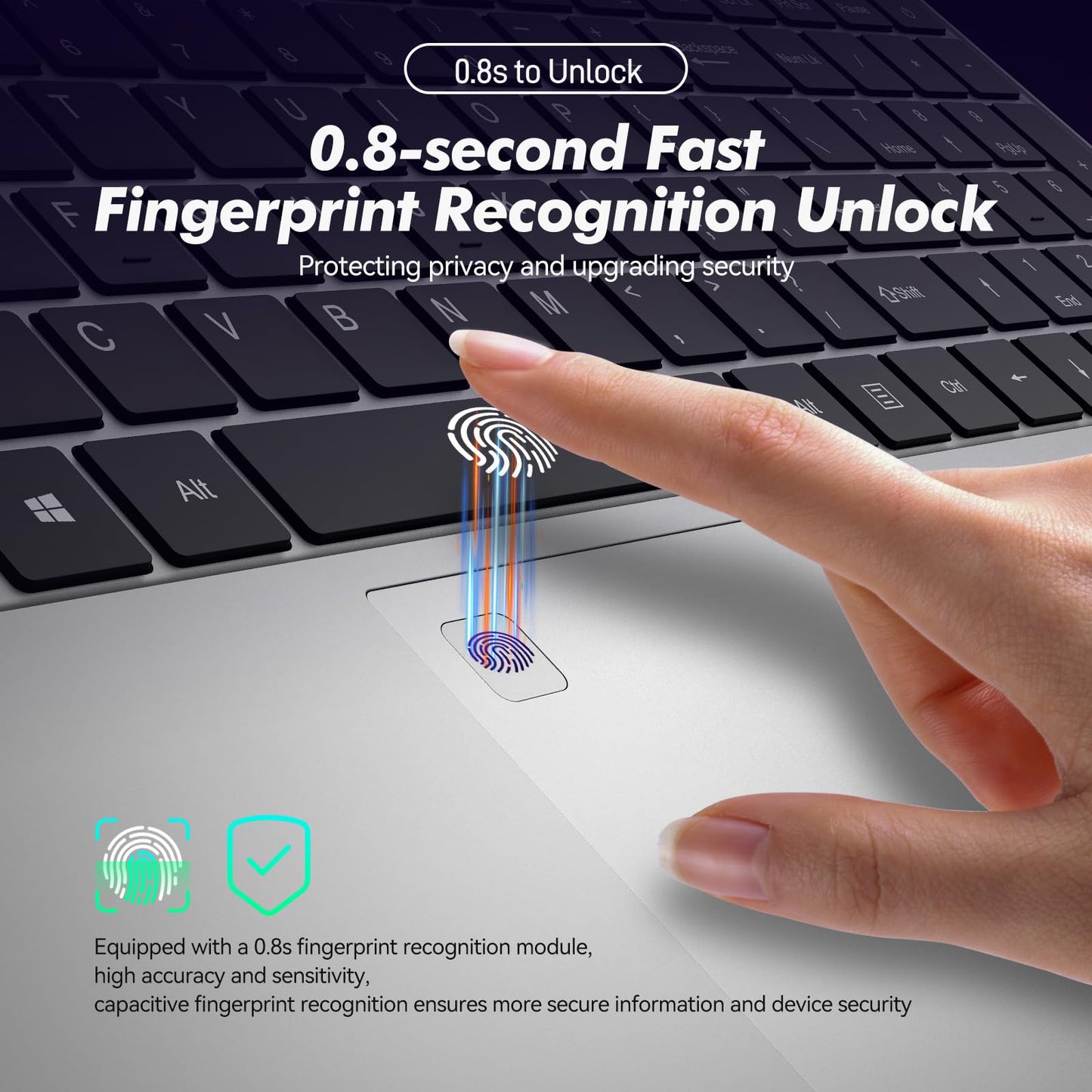 pryloxen 15.6" Laptop, 16GB RAM, 1TB NVMe SSD, 4C4T N95 (1.7- 3.4GHz), Fingerprint Login, FHD Display, Backlit Keyboard, Big battery, Win 11 Pro, T152A – for Students, Business and Home Users, Silver