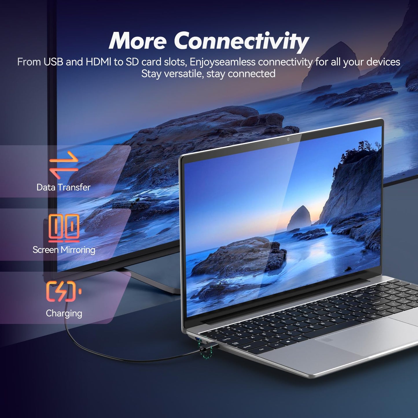 pryloxen 15.6" Laptop, 16GB RAM, 1TB NVMe SSD, 4C4T N95 (1.7- 3.4GHz), Fingerprint Login, FHD Display, Backlit Keyboard, Big battery, Win 11 Pro, T152A – for Students, Business and Home Users, Silver